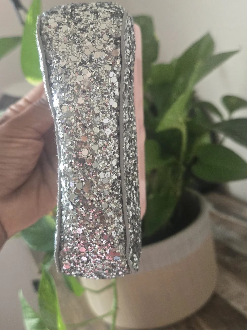 Miu Miu Pink Silver Glitter Kiss Lock Mini Clutch Pouch